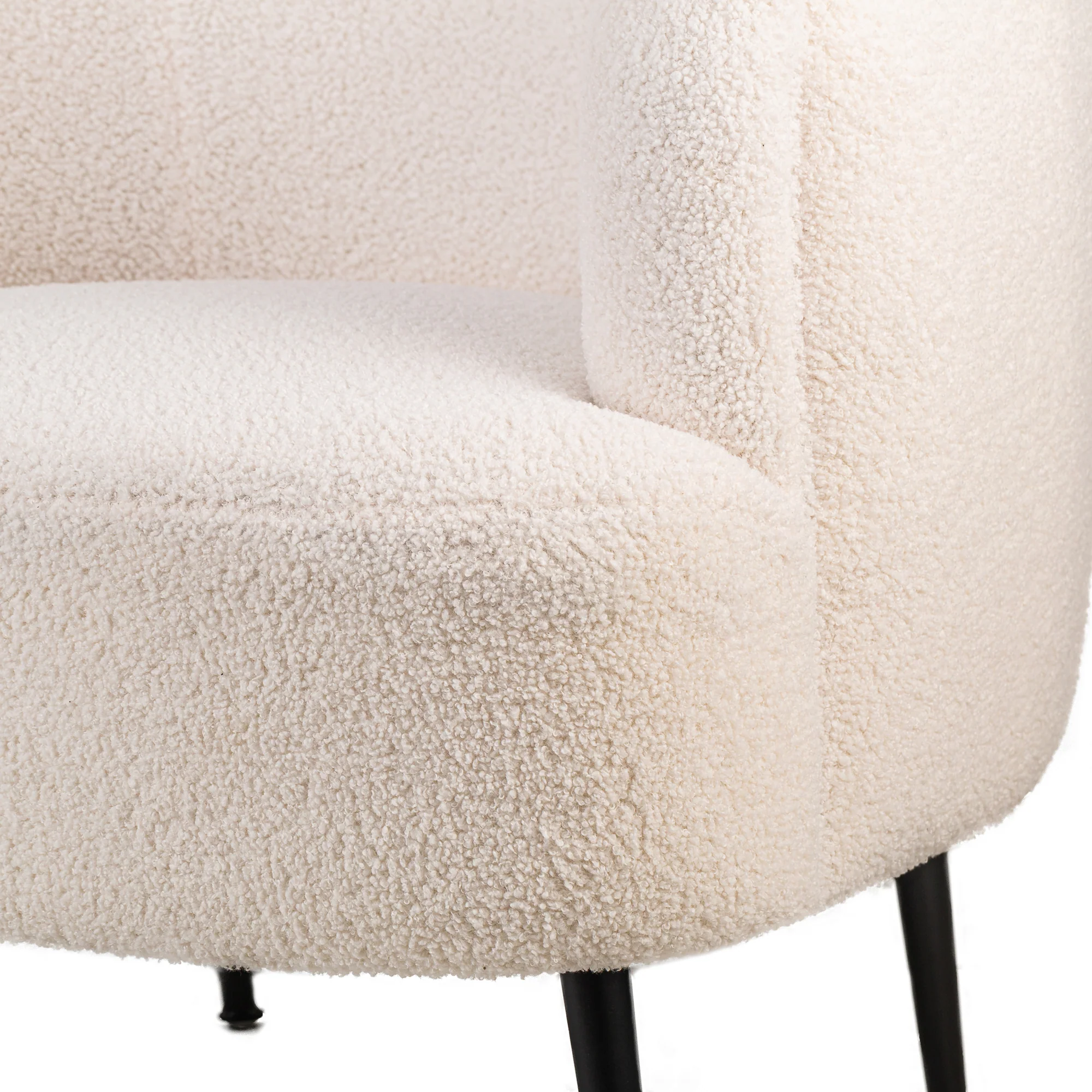 SVEN - Fauteuil de salon en métal et bouclettes blanches - Image 4