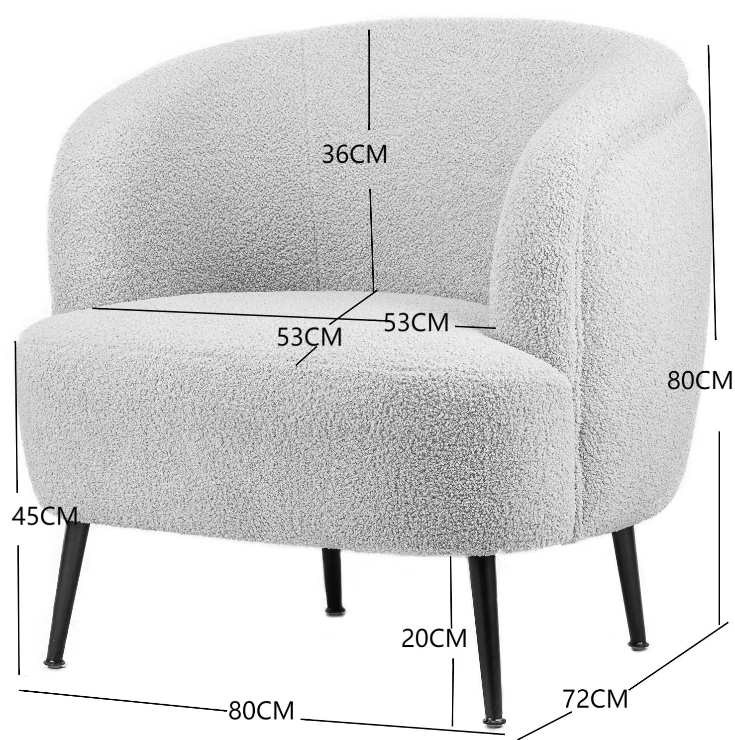 SVEN - Fauteuil de salon en métal et bouclettes blanches - Image 5