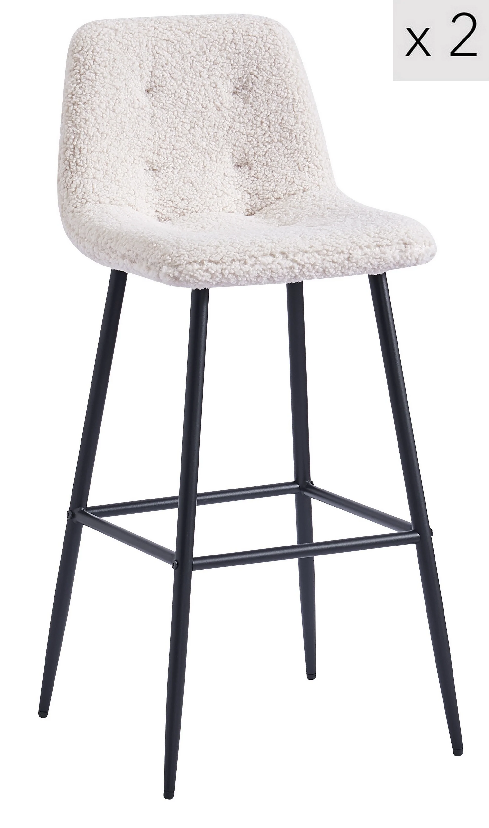BJORN - Lot de 2 tabourets de bar en métal et bouclettes blanches - Image 8