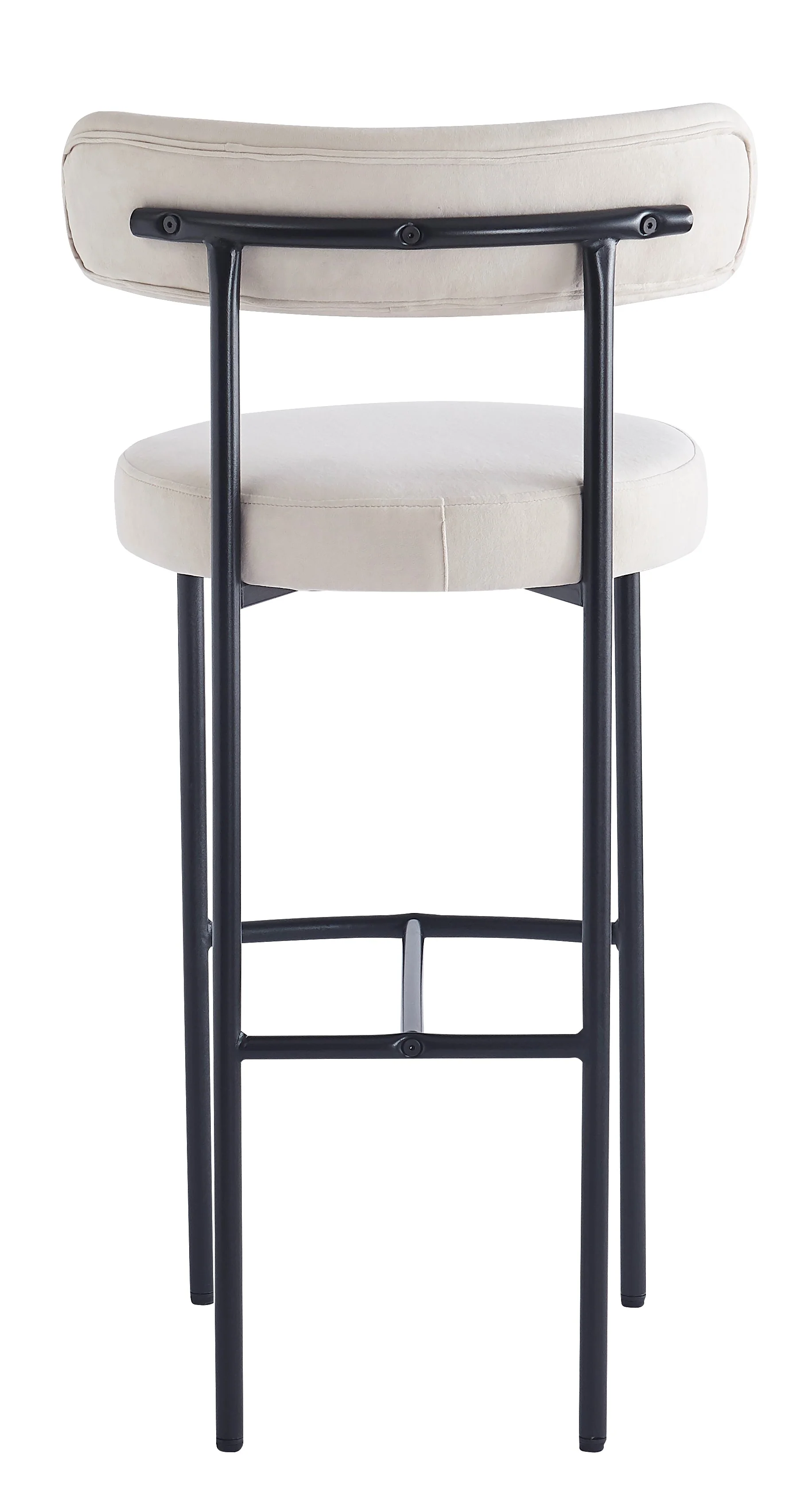LARS - Lot de 2 tabourets de bar en métal et velours beige - Image 5