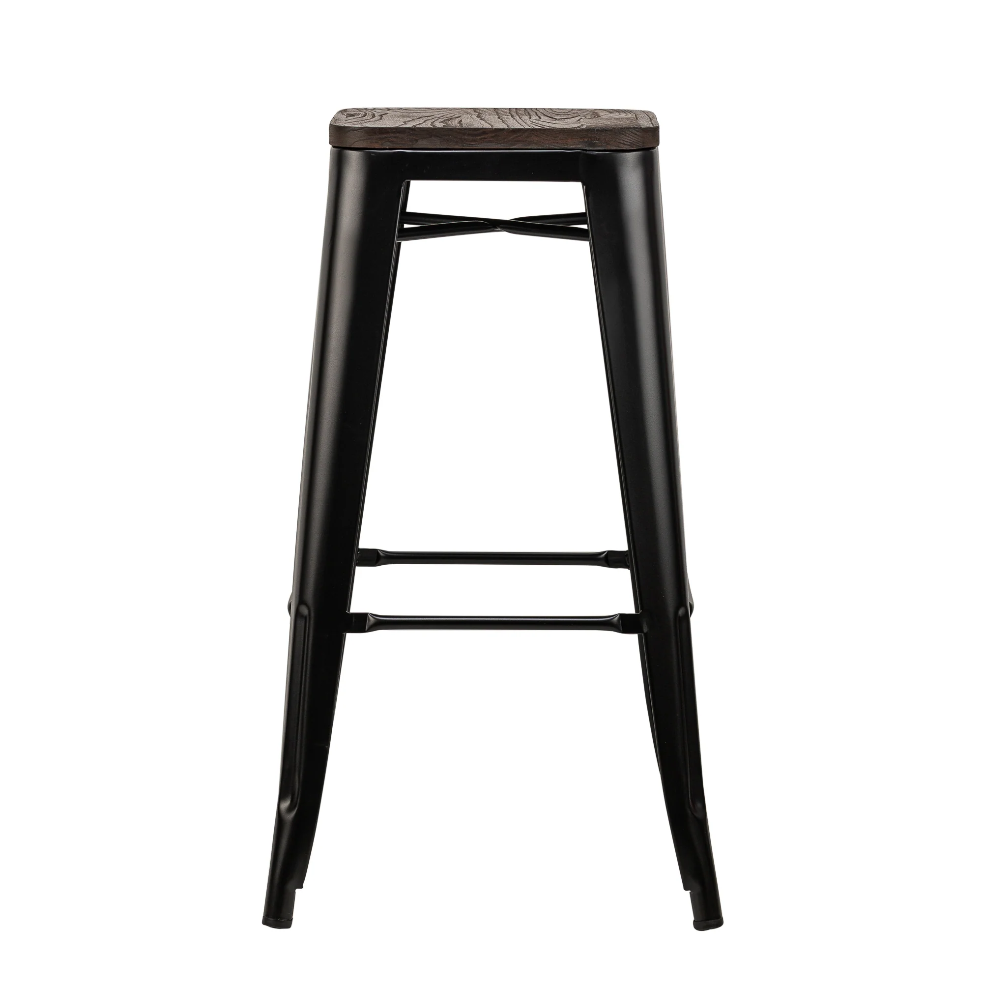 NASH - Lot de 4 tabourets de bar en métal et bois noir - Image 5