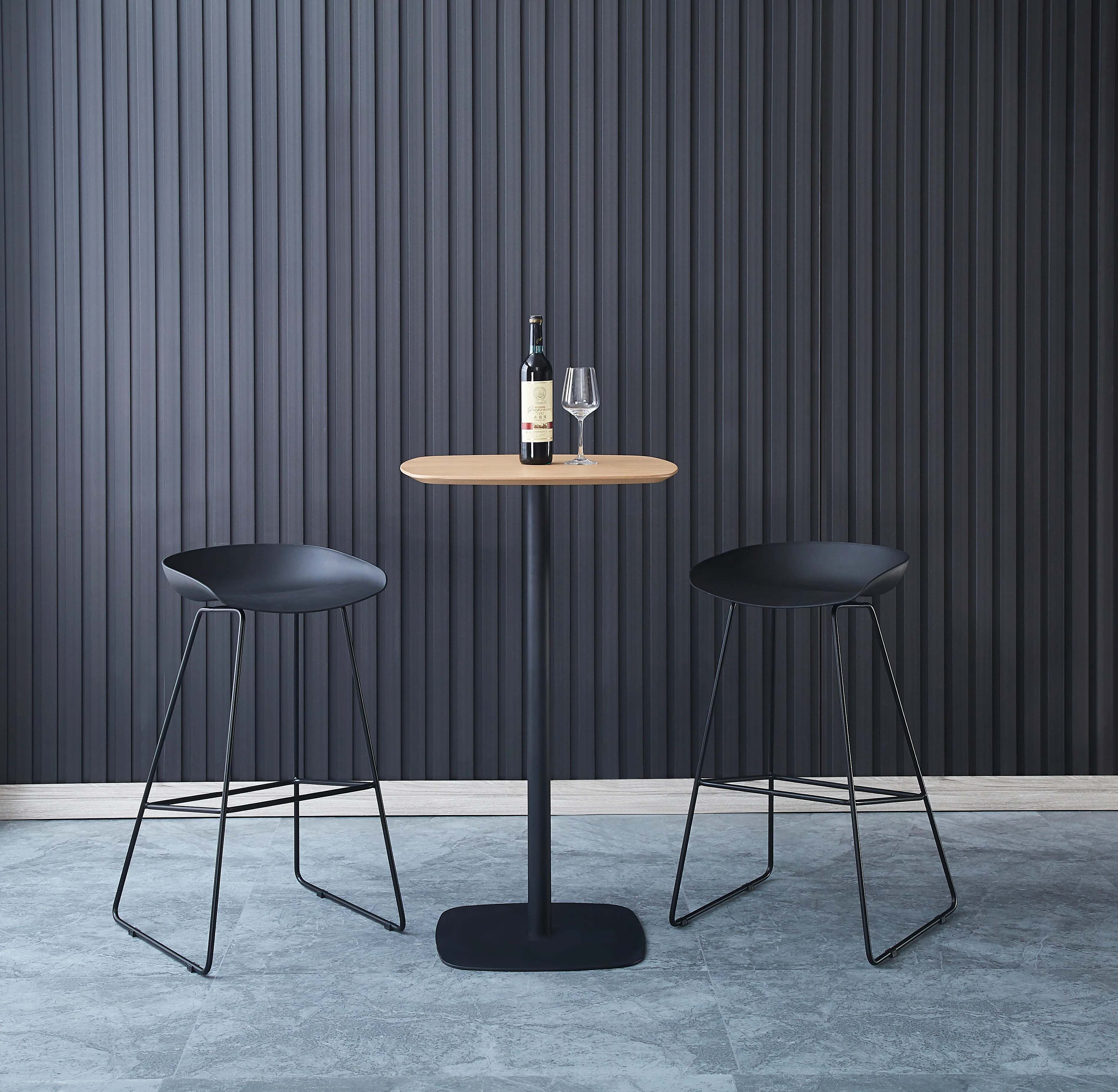 OSLO - Lot de 4 tabourets de bar en métal et assise noir - Image 4