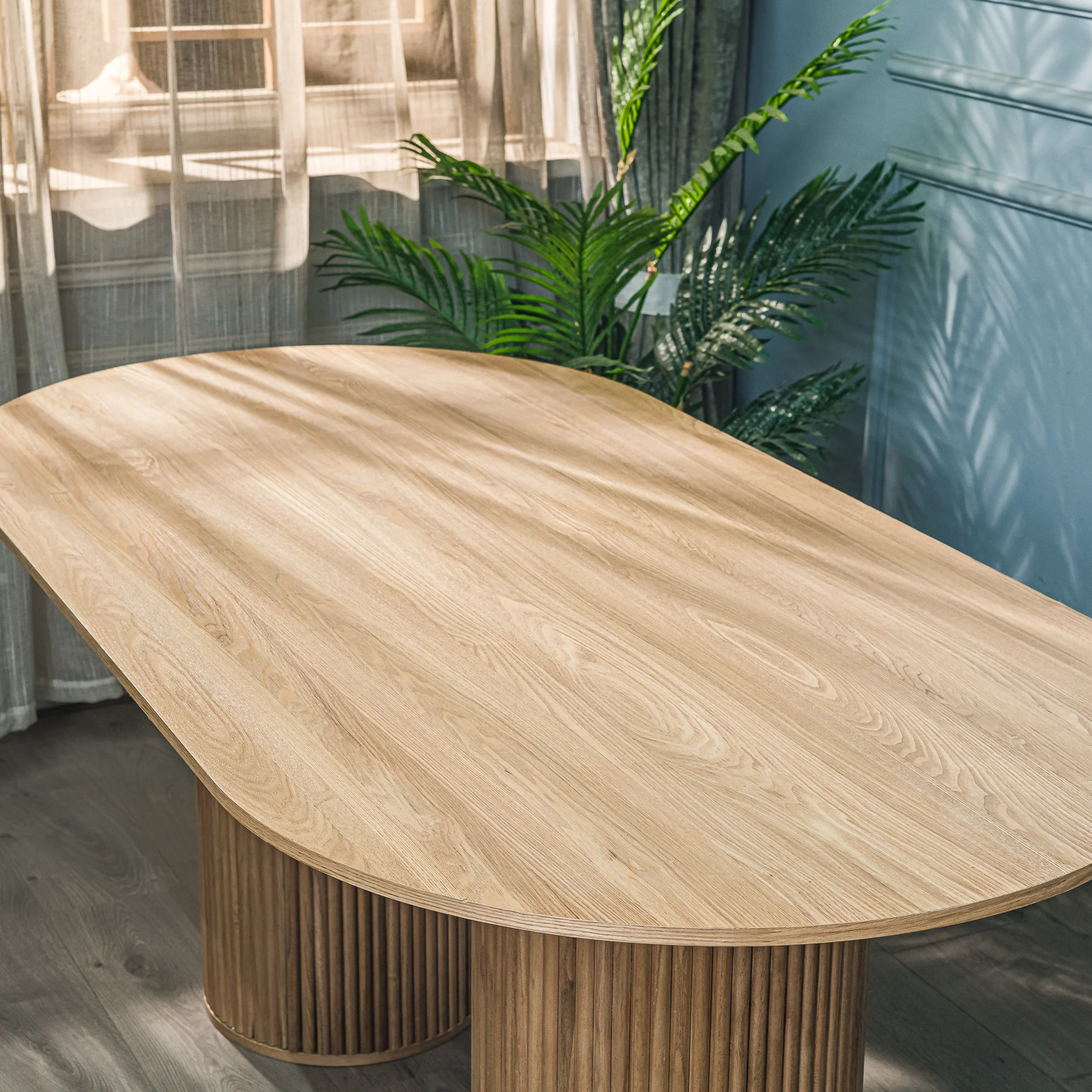 PIREUS - Table a manger ovale 6 personnes en pin massif D120 - Image 3