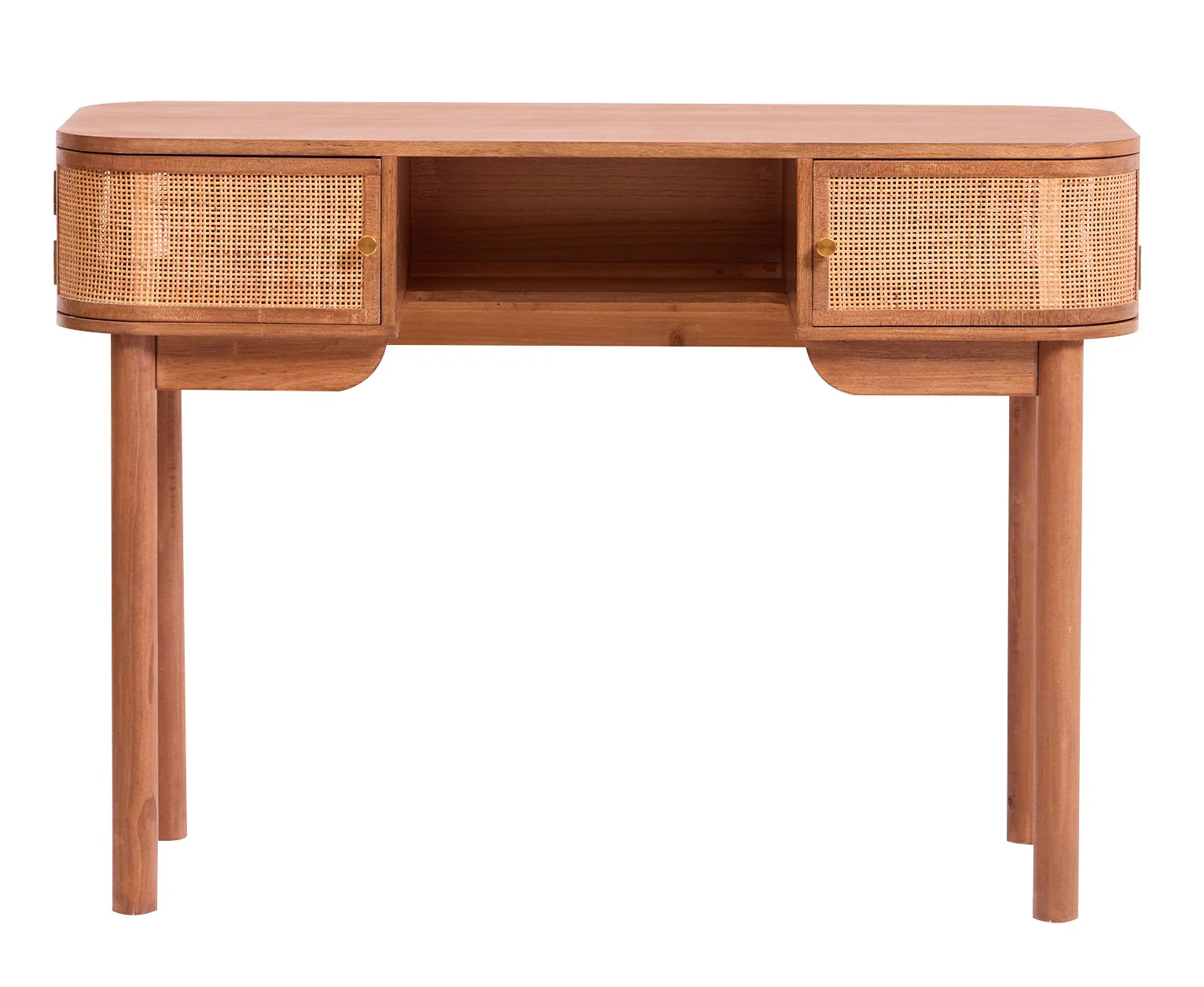 TOYAMA - Bureau 2 portes en bois finition noyer et cannage - Image 7
