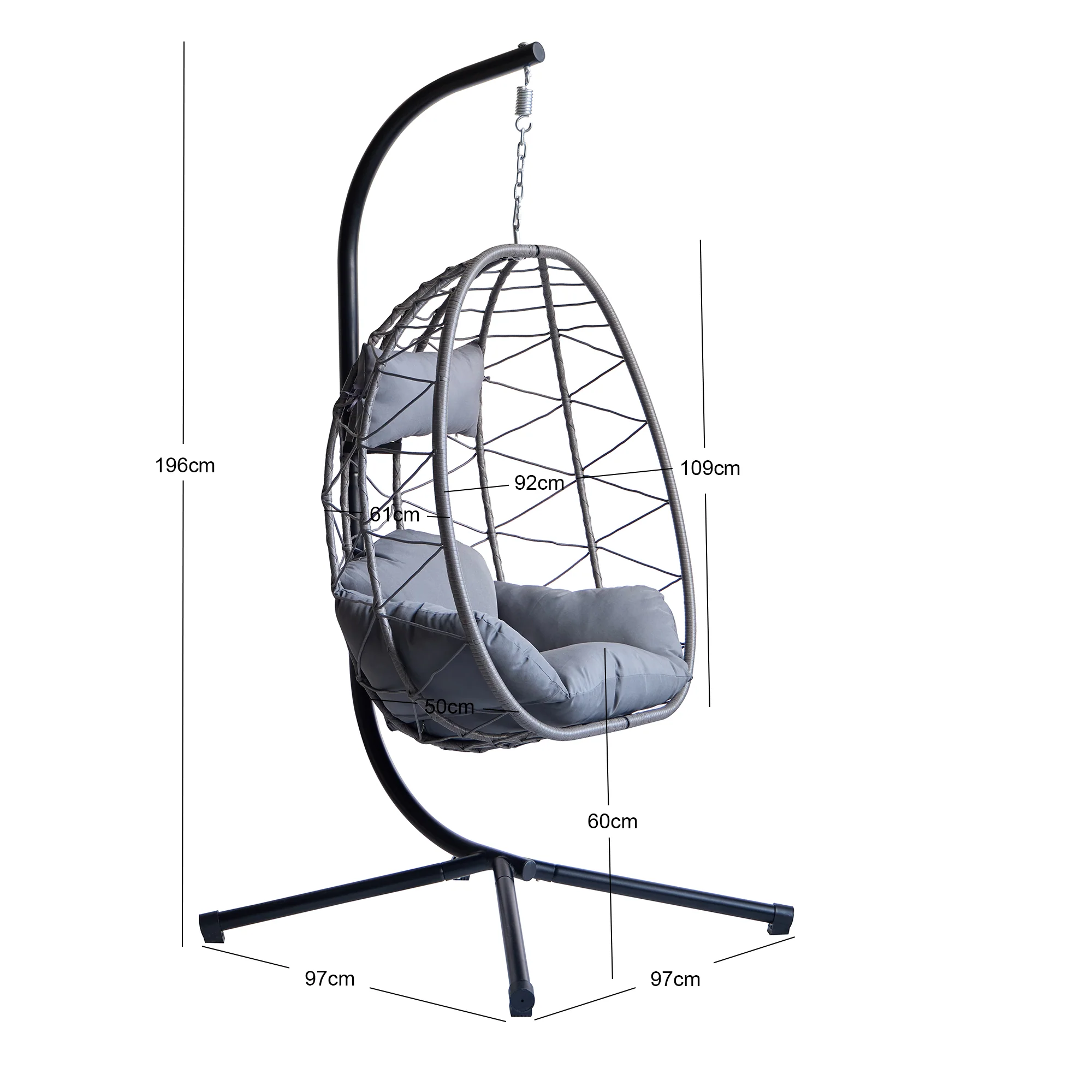 VENICE - Fauteuil suspendu en rotin et metal noir - Image 8